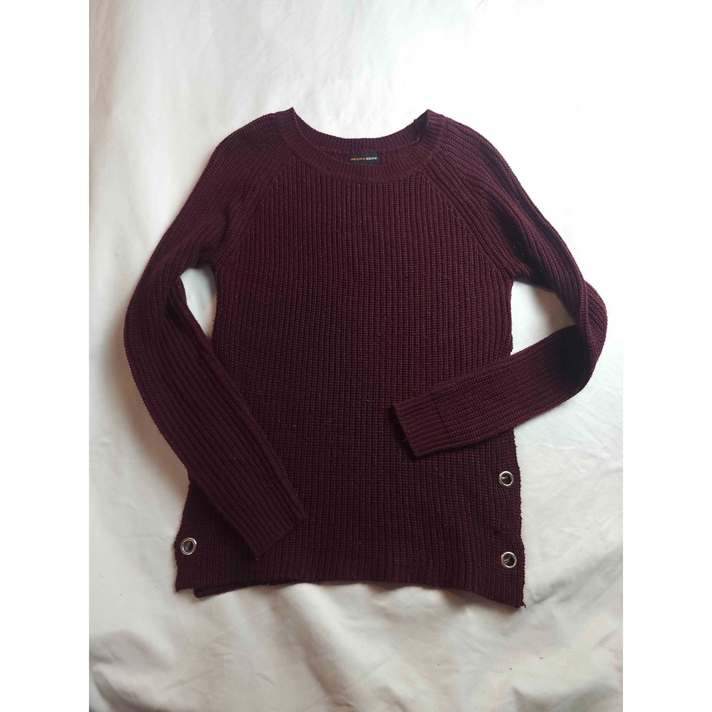 Ambiance Apparel Sweater Womens S Red Grommet Detail Grunge Urban Streetwear